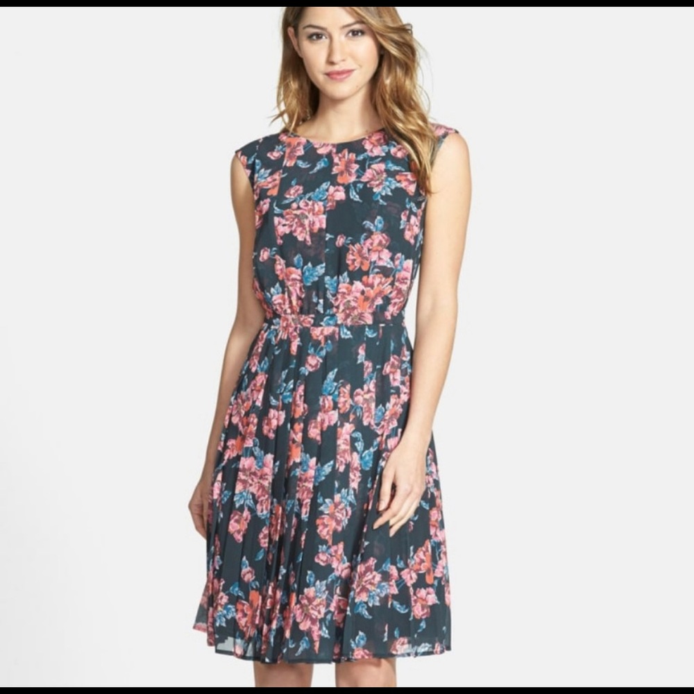 Halogen pleated fit and flare dress